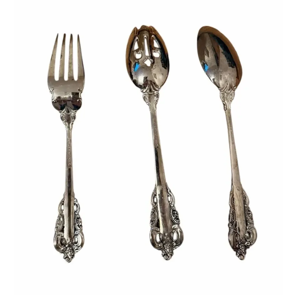 BAROQUE BY GODINGER 3 Piece Serving Set Flatware Silverplate FAST SHIP 3299-60